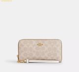  Ví Dài Coach Long Zip Around Wallet In Signature Canvas Chalk CW778 