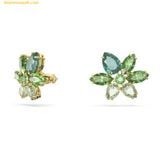  Bông Tai, Khuyên Tai Swarovski Gema stud earrings Mixed cuts, Flower, Green, Gold-tone plated 5658400 