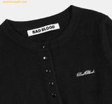  Áo Khoác Cardigan BADBLOOD Pure Classic Button-Up Round Cardigan - Black w-cdg24-047 Đen 