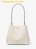  Túi Xách Michael Kors Pratt Medium Signature Logo Shoulder Bag Trắng Logo 