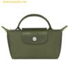  Túi Xách Longchamp Le Pliage Recycled Fabric Pouch With Handle Size Mini Forest Xanh Olive 