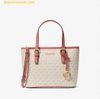 Túi Tote Michael Kors Jet Set Travel Extra-small Tea Rose MLT Logo Top Zip Tote Bag Trắng Logo Viền Hồng