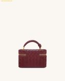  Túi Đeo Chéo JW PEI Cleo Woven Texture Box Shape Top Handle Bag - Claret 