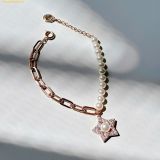  Vòng Tay, Lắc Tay Swarovski Stella Bracelet Crystal Pearls Star White Rose Gold-Tone Plated Medium 5645461 