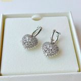  Khuyên Tai, Bông Tai Swarovski Hyperbola Rhodium Plated Crystal Pearl Heart Drop Earrings 5684384 