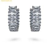  Bông Tai, Khuyên Tai Swarovski Matrix hoop earrings, Baguette cut, Gray, Ruthenium plated 5658650 