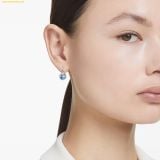  Bông Tai, Khuyên Tai Swarovski Bella V drop earrings Round cut, Blue, Rhodium plated 5734234 