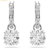  Khuyên Tai, Bông Tai Swarovski Stilla drop earrings Round cut, White, Rhodium plated 5636717 