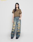  Áo Phông ADLV Rabbit Bear Doll Logo Short Sleeve T-Shirt Nâu 