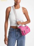  Túi Đeo Chéo Michael Kors MK Jet Set Large Printed Signature Logo Crossbody Bag Màu Hồng 