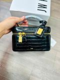  Túi Đeo Chéo Dạng Cốp JW PEI Cleo Box Shape Top Handle Bag - Black Croc 