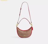  Túi Đeo Vai Coach Aria Shoulder Bag In Signature Canvas Tan Carnation CCL26 