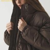  Áo Khoác Phao WHOAU High Neck Short Puffer Padding WHJPE4V15F Màu Nâu 