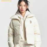  Áo Khoác Phao MLB Crop Glossy Curve Puffer Jacket Red Sox D.Cream (W) 3FDJB2046-43CRD 