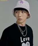  Mũ Bucket MLB Pastel Monogram Dome Hat LA (VIOLET) 32CPHA111-07V Trắng Logo Tím 