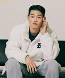  Áo Khoác Lông MLB Basic Mega Logo Stand-Neck Fleece Jumper DT 3AFDB0326-46CRS - Trắng Kem 