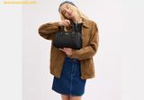  Túi Trống Coach Rowan Satchel Bag Màu Đen Trơn CV962 