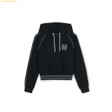  Áo Hoodie MLB Women's Sporty Varsity Banded Crop Hoodie NY (Black) 3FHDV0344-50BKS 
