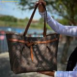  Túi Tote Michael Kors Emilia Large Logo Tote Bag 35S1GU5T7B Nâu Logo 