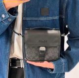  Túi Đeo Chéo Coach Racer Crossbody Bag in Signature Canvas CBG13 Đen Logo 