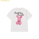  Áo Phông ADLV Woman Doodle Fuzzy Rabbit Short Sleeve T-Shirt Màu Trắng 