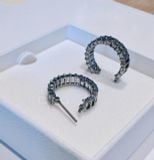  Bông Tai, Khuyên Tai Swarovski Matrix hoop earrings, Baguette cut, Gray, Ruthenium plated 5658650 