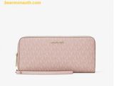  Ví Dài Michael Kors Jet Set Travel Large Signature Logo Continental Wristlet 35R4GTVT3V Powder Blush 