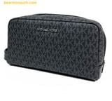  Túi Cầm Tay Michael Kors Men's Signature Logo Travel Kit Đen Logo 
