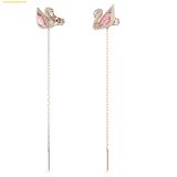  Bông Tai, Khuyên Tai Swarovski Swan drop earrings Swan, Pink, 18k rose gold plated 5469990 