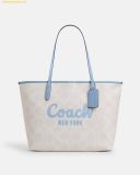  Túi Tote Coach City Tote In Signature Canvas  - Trắng 