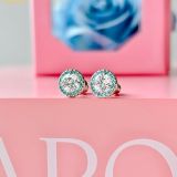 Bông Tai, Khuyên Tai Swarovski Constella Pave Round Halo Stud Earrings - Bạc 