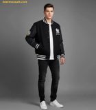  Áo Khoác Bomber New Era Varsity Jacket New York Yankees Đen (Tay Da) 