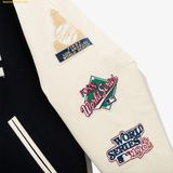  Áo Khoác New Era Varsity La Multi Logo Tay Da - Đen 