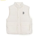  Áo Khoác Phao Ghile MLB Mega Logo Heavyweight Padded Vest BOS (Cream) 3ADVB0146-43CRS 