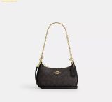  Túi Đeo Vai Coach Teri Mini Crossbody Bag In Signature Canvas CW323 Black Logo 