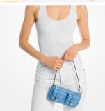  Túi Đeo Vai Michael Kors Zoe Small Pebbled Leather Pochette Xanh Blue 