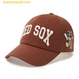  Mũ Lưỡi Trai MLB Mega Bear Boston Red Sox Ball Cap 3ACPMB04N 43BRL Màu Nâu 