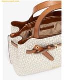  Túi Xách Michael Kors Emilia Small Signature Logo Satchel Vanila 