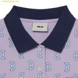  Áo Polo MLB Women's Classic Monogram Full Board Boston Red Sox Lavender 