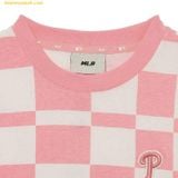  Áo Croptop MLB Kẻ Caro Philadelphia Phillies Tshirt 3FTSO0333-10PKL Màu Hồng 