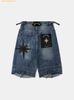 Quần Lửng Badblood Convex Denim Long Bermuda Pants - Mid Blue w-srt25-031 Xanh Đậm