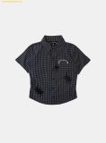  Áo Sơ Mi Bad Blood Cosmo Graphic Short Sleeve Shirt - Charcoal Blue Check w-sht25-008 