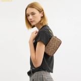  Túi Đeo Vai Coach Plaza Bag 18 In Signature Canvas Brown CCD38 