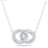 Dây Chuyền, Vòng Cổ Swarovski Dextera necklace Pavé, Intertwined circles, Blue, Rhodium plated 5642883 