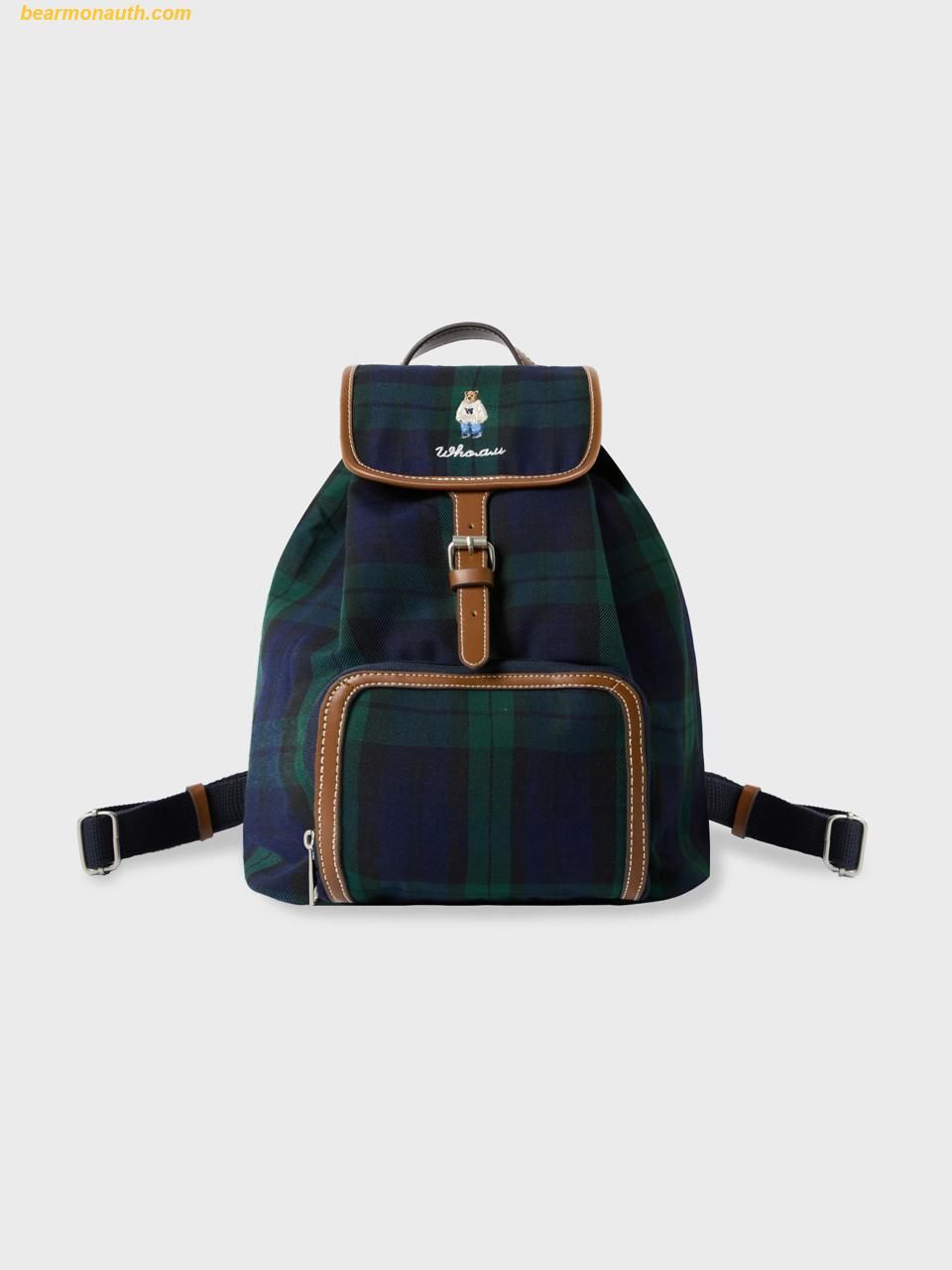  Balo WHOAU Canvas Pocket Backpack Màu Xanh Caro 