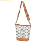  Túi Bucket MLB Big Classic Monogram Jacquard New Bucket Bag New York Yankees Cream 3ABML023N-50CRS Trắng Kem 
