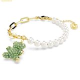  Vòng Tay, Lắc Tay Swarovski Teddy bracelet Crystal pearl, Bear, Green, Gold-tone plated 5669167 