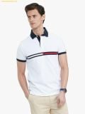  Áo Polo Tommy Hilfiger Regular Fit Embroidered Stripe Logo T-shirt Trắng 