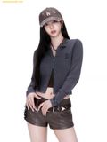  Áo Cardigan MLB Women's Basic Vintage Washed Cardigan Boston Red Sox 3FKCB0351-43CGD - Đen Xám 