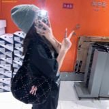  Túi Lông Đeo Vai MLB Dia Monogram Fur Hobo Bag New York Yankees Black 